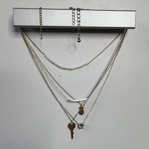 Elegant Multi-Layered Silver Necklace Set